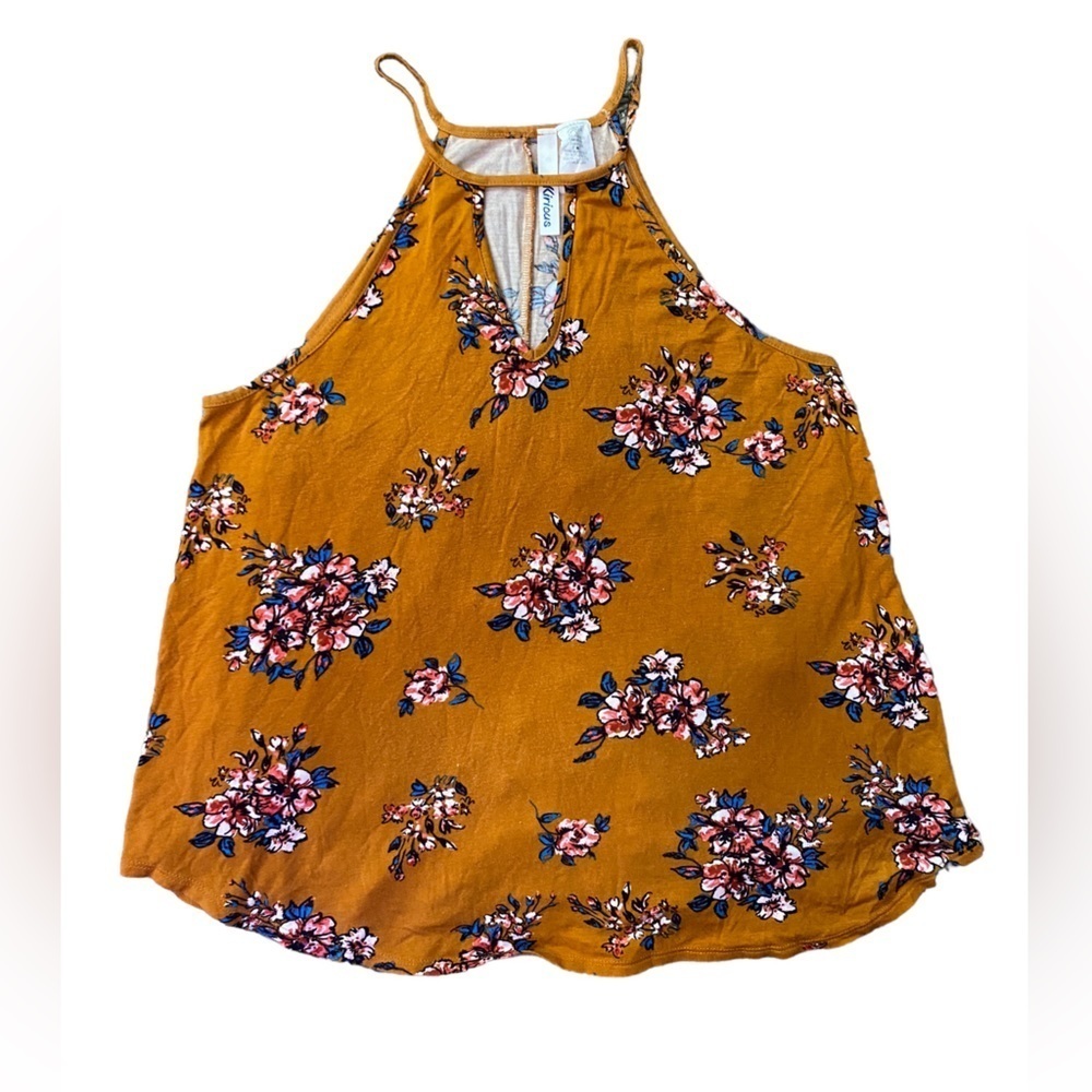 FLORAL Print Tank Size L Golden Yellow